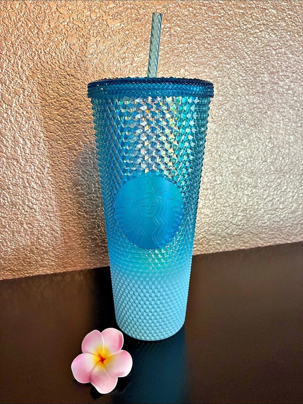 Starbucks Venti Glazier Blue Ombre Diamond Studded Tumbler 24oz New! 💙